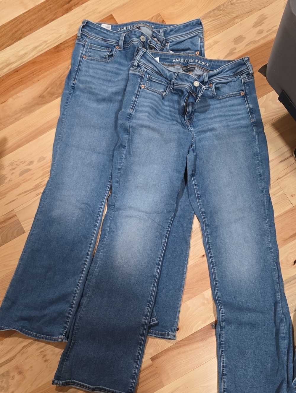 BUNDLE OF 2-American Eagle Outfitters Light-Mid Wash Blue Flare Jeans